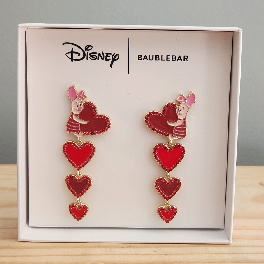 Disney Baublebar Piglet Heart Valentine's Day Earrings (NWOT)